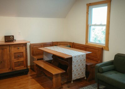 The Loft at The Roost Farm & Market: dining nook with bench seating